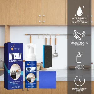 Jue Fish Eco Friendly Spray Detergent Kitchen Foam Cleaner for Stove and Refrigerator Grease Removal