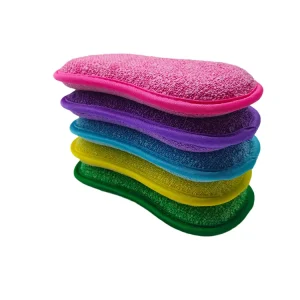 KDIJET High Microfiber Sponge 5Pcs for Kitchen Dish Cleaning for Scouring Pad 250% 500% Water Absorption All Season Use