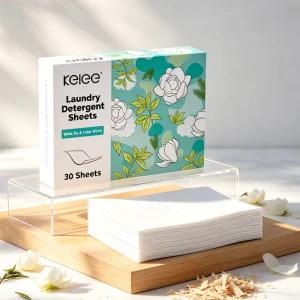 KELEE 30pcs Eco Friendly Laundry Sheets Packing High Quality Concentrated Infant Laundry Detergent Paper Sheets