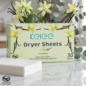 KELEE Custom Scent Fabric Softener Dryer Sheets Vanilla Scent Eco Friendly Long Lasting Fragrance Fabric Softener Sheets