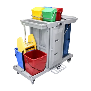 KJ03 3 Plastic Thickened Multifunctional Cleaning Cart for Hotel Room Service 150KG Capacity 130x80x120CM