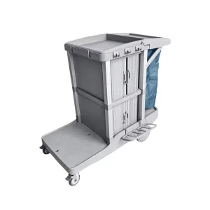 KJ05 Multifunctional 4-Wheel Cleaning Cart with 100kg Capacity Plastic Rubber Construction for Hotel Room Linen Use