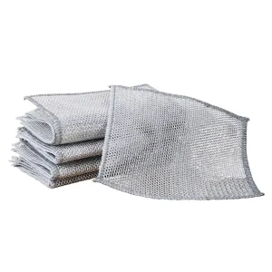 KOOCCA Household Cleaning Items Double Layer Silver Wire Cleaning Rags Cloths Scouring Pads 10pcs Set Kitchen Dishwashing Rag