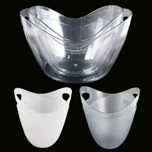 KTV Bar Party Oval Shape 4L 8L Champagne Ice Buckets Acrylic Plastic Bucket for Wine Vodka Whiskey Beer