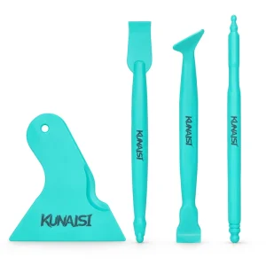 KUNAISI 4PCS Plastic Car Wrap Edge Tool Set Professional Vinyl Wrap PPF Window Tint Film Installation Tucking Scraper Squeegee