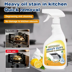 Kitchen Baked-On Grease and Oil Stain Remover Foam Spray for Stovetops and Cookware