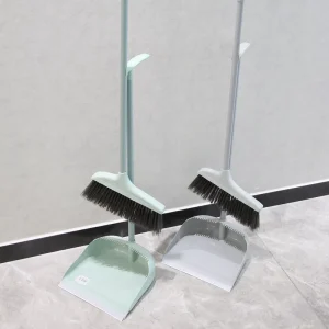 Kitchen Broom and Dustpan Set, Plastic Folding Design with Stick and Dust Handle