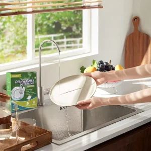 Kitchen Cleaning Eco Friendly Easy Dissolve Dishwasher Detergent Sheets Disposable Dish Washing Sheets Lemon Flavor 11*14cm
