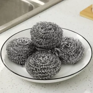 Kitchen Cleaning SS 410 Pot Wire Scrubber Scourer Metal Wire Ball Sponges & Scouring Pads