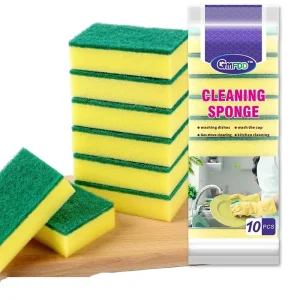 Kitchen Cleaning Sponge with Heavy-Duty Scrub Pad, Non-Scratch, for Dishwashing
