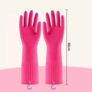 Kitchen Deep Cleaning Reusable Thick Long Sleeve Latex Gloves Hook Extra Protection for Dishwashing Water Resistant