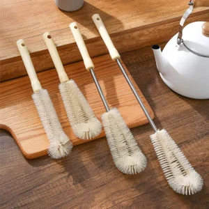 Kitchen Dish Cleaner Scrubber Baby Bottle Glass Wine Decanters Flask Cleaning Brush Wood Long Handle Water Bottle Brush