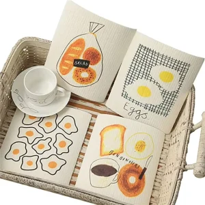 Kitchen Dish Cloths Cellulose Sponge Cloth Reusable Absorbent Hand Towels Cleaning Cloth Paper Towels Swedish Dishcloths