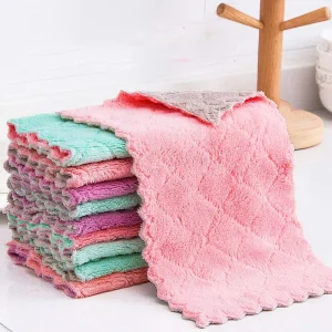Kitchen Dish Cloths Double sided Double color Pan wiping Absorbent Dish Towels Oil free Thickened Kitchen Towels