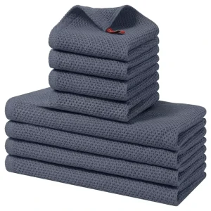 Kitchen Dishcloth Gift 100% Cotton Solid Color Waffle weave Jacquard Square Dishwashing Towel