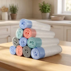 Kitchen Drawstring Trash Bags HDPE LDPE Plastic Garbage Bags Tall Roll Flat Seal Bottom Can Liner Waste Bags