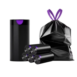 Kitchen Household PE Disposable Thick Black Drawstring Garbage Bags