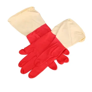 Kitchen, Laundry, and Household Cleaning Latex Gloves, Red and White
