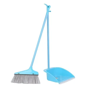 Kitchen Long-Handle Folding Plastic Broom and Dustpan Set