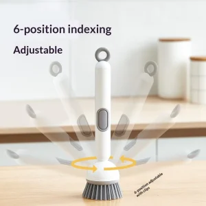 Kitchen Long Handle Rotating Plastic Cleaning Brush Adjustable Non Damaging Head Pot Bowl Cup Liquid Pressing Cleaning Equipment