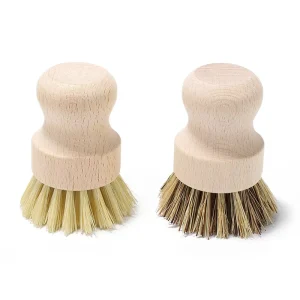 Kitchen Manual Cleaning Brush Beechwood Sisal Palm Dishwashing Short Handle Plate Seal Wooden Pot