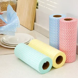 Kitchen Non woven Lazy Disposable Rag Free Cutting Disposable Cleaning Cloth Wavy Scouring Pad Dish Cloth