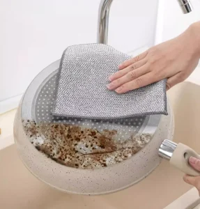 Kitchen Powerful Cleaning Silver Wire Dishwashing Rags Metal Wire Dishcloth Cleaning Cloth