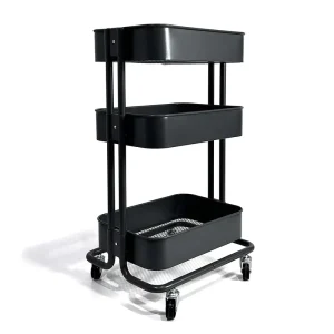 Kitchen Rolling Storage Cart Heavy Duty 3 Tier Storage Trolley Vegetable Fruit Drinking Holder With Handle