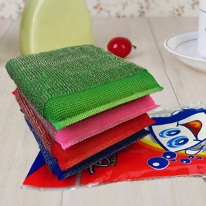 Kitchen Rust Removal Dishwashing Scouring Pad Factory Supply Scrub Brush Steel Wire Cloth Sponge