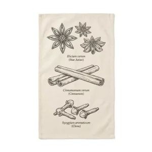Kitchen Spice Infographic Tea Towel 100% Cotton Botanical Culinary Herb Guide Decorative Dish Towel 40x60cm