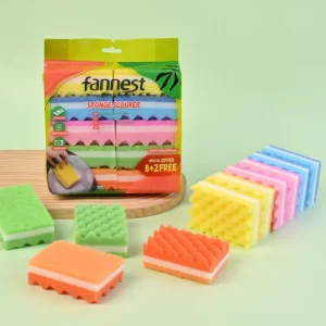 Kitchen Sponge Scrubber High-Density Wavy-Colored Double-Sided Water-Absorbing Thickened Dishwashing Scouring Pad