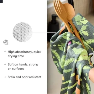 Kitchen Tea Towels Quick Dry Microfiber Rectangle Dish Kitchen Towels with Geometric Pattern Tea Towels for Kitchen