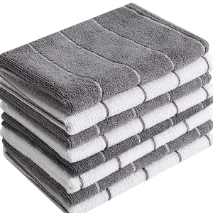 Kitchen Towel Microfiber Gray Dish Towel Super Soft Absorbent No Hair for Home Glass Square Knitted Glass Cloth