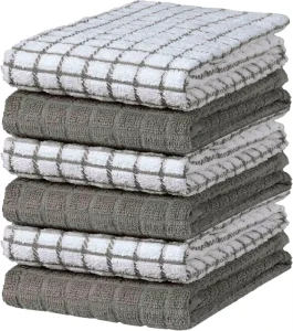 Kitchen Towels 6 Pieces cotton Kitchen Dishcloths Soft Highly Absorbent Durable Dishcloths with Hook Attachments