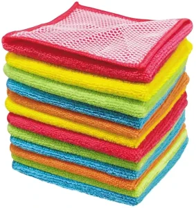 Kitchen Towels Dish Cloths Super Absorbent Soft and Fast Drying Dish Towels Cleaning Cloth with Scrub Side