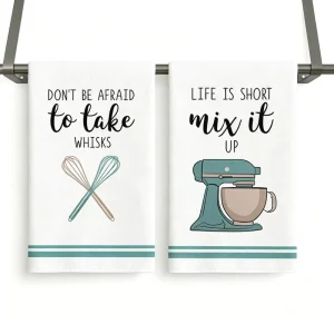Kitchen Towels Funny Towels Baking Whisk Stand Mixer Printed Decorative Dish Towels Absorbent Cooking Tea Towels