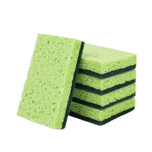 Kitchen Use Double Side Cleaning Scourer Eco Friendly Kitchen Dish Washing Scrubber Wood Pulp Rag Sponge