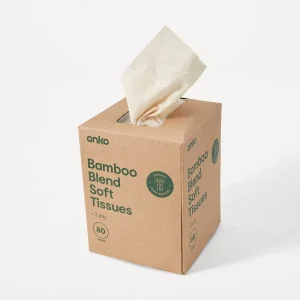 Kraft Cube Box Bamboo Lotion Facial Tissue 3 Ply 60-80 Sheets Direct Tissue Paper Factory