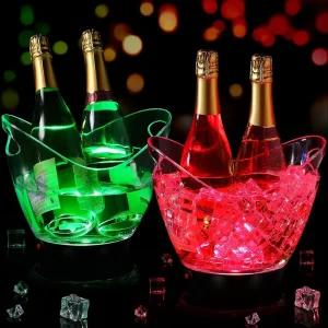 LED Ice Buckets 8L PS+ABS Plastic Ice Bucket RGB Colors Changing LED Cooler Bucket