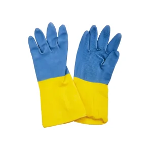LX02281 Rubber Latex Bi-Color Household Gloves with Spray Lining for Cleaning