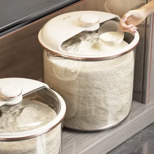 Large 10Kg Plastic Sealed Rice Bucket Flour Storage Jar Airtight Moisture Insect Resistant Modern Minimalist Container