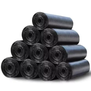 Large 64 65 Gallon LDPE Black Plastic Garbage Bags on Roll for Kitchen Living Room