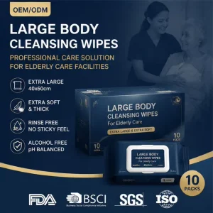 Large Adult Bathing Wipes Extra Thick Spunlace Nonwoven No Rinse Formula Hypoallergenic for Elderly Senior Care Customizable