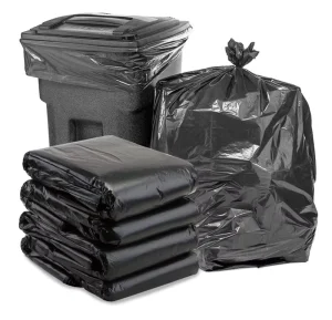 Large Black Heavy Duty 65-Gallon Trash Bags for Indoor and Outdoor Use