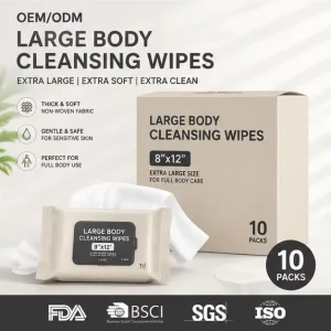 Large Body Cleansing Wipes Ultra-Soft Silky Hypoallergenic Alcohol-Free with No Rinse Formula for Nursing Home Elderly Care