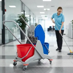 Large Capacity 60L Mop with Bucket and Wringer Thickened Stainless Steel Cleaning Carts Durable Mop Bucket Trolley