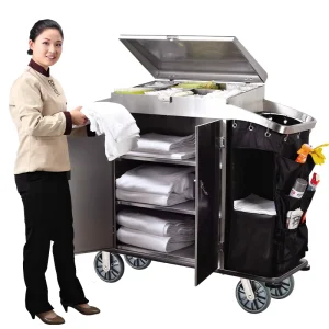 Large Capacity Hotel Housekeeping Room Service Trolley for Cleaning Needs