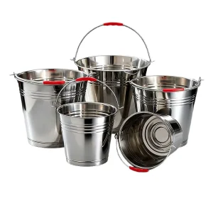 Large Capacity Outdoor Metal Bucket with Lid, Portable 304 Stainless Steel, Commercial Water Storage and Boiling
