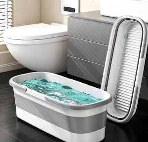 Large Capacity Rectangular Folding Bucket Handle Portable Plastic Car Cleaning Mop Bucket Household Foot Bath Water Storage