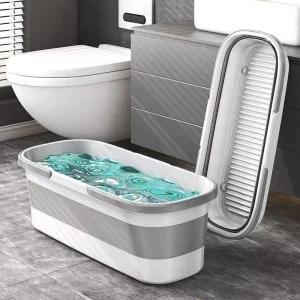 Large Capacity Rectangular Folding Bucket with Handle Portable Silicone Plastic Washing Basin Mop Bucket for Car Cleaning